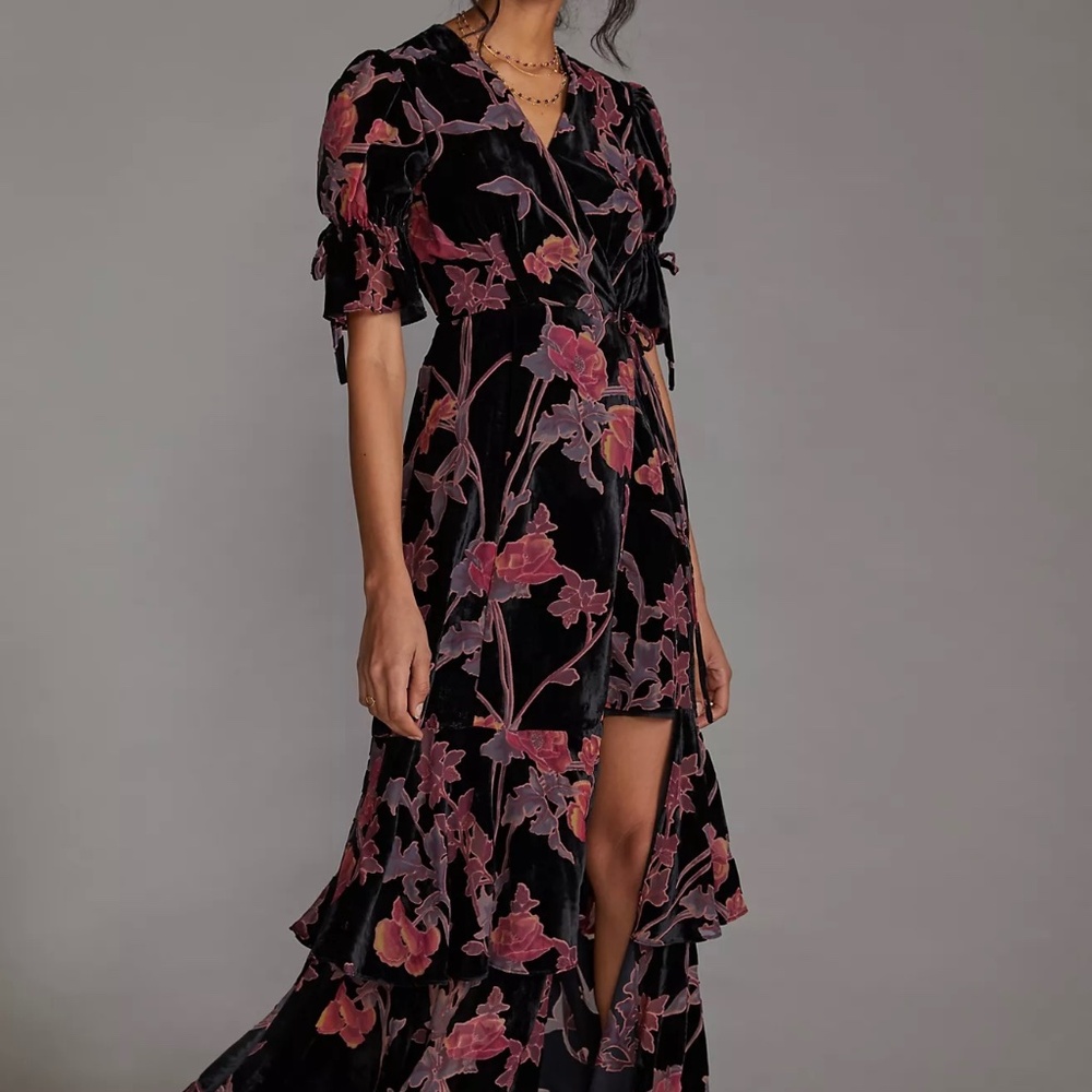 Anthropologie Hutch Velvet Maxi Wrap Dress